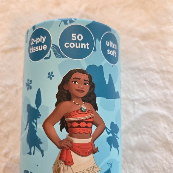 🌴3/$15🌴 Disney Princess Moana Tissue 2ply Ultra Soft 50 ct Cup Holder New - Picture 3 of 6
